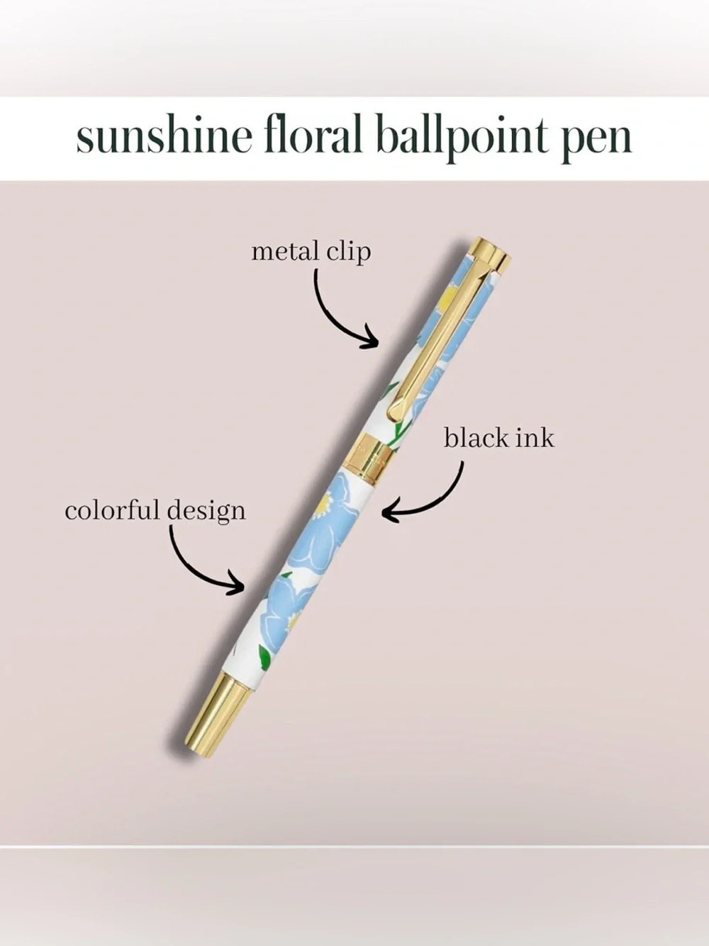 Kate Spade “Sunshine Floral” Ballpoint Pen with Reusable Gift Box